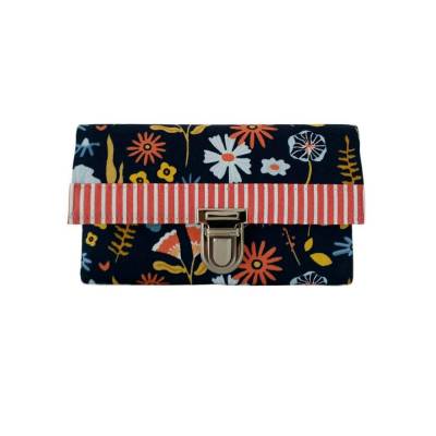 Geldbörse Portemonnaie Blumen Blau Apricot Gelb - Miss Manny Medium