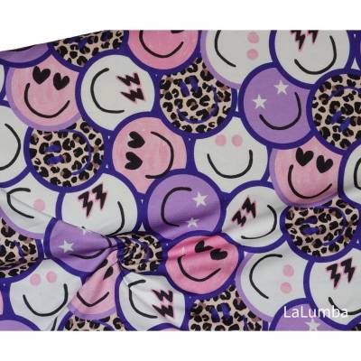 French Terry - Digital Leo Smileys lila