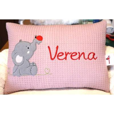 Niedliche Elefanten & Name - Personalisierte Kissen, Geschenk zur Geburt, Namenskissen, personalisiert, Kindergarten