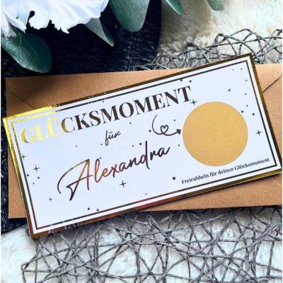 Personalisierter Rubbelgutschein Glücksmoment – Gutschein zum Freirubbeln als besondere Geschenkidee für Deine Liebsten