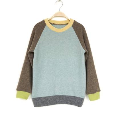 Kaschmirpullover Größe 128 hellblau braun / Upcycling Kinderpullover 100% Kaschmir
