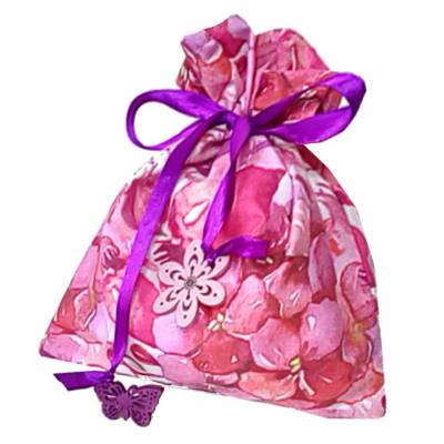 Geschenkbeutel aus Baumwolle mit rosa Blumen – Geschenkverpackung wiederverwendbar