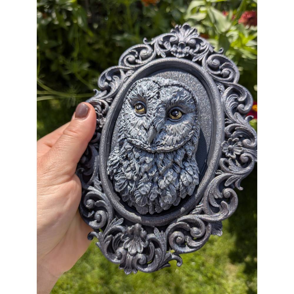 Gothic Silber Eule Deko - Hexen Altar Zubehör - Makabre Kunst Vogel