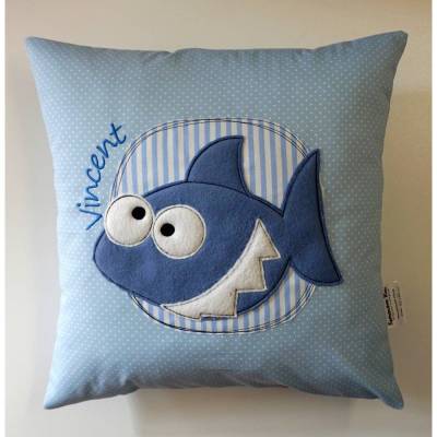 Tolles Hai Kissen - Personalisierte Kissen, Kindergarten, Geschenk zur Geburt, Kissen mit Namen, Namenskissen