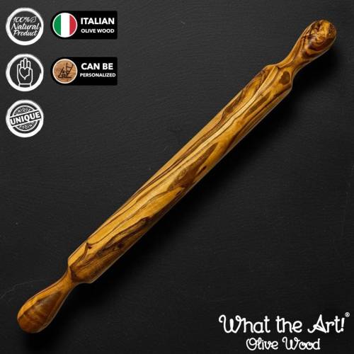 WTA! Olive Wood «The Baker» | Olivenholz Teigroller | Handgemacht | Wellholz Nudelholz Pizzaroller Backrolle Holz