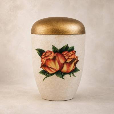 Handbemalte Rosen Urne | Künstlerurne mit Rosen | Urne für Asche | Erinnerungsurne | Trauerurne
