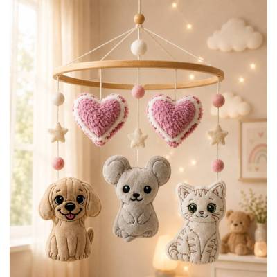 Stickdatei Mobile Set Hund, Katze und Maus  – In the Hoop Set 26127