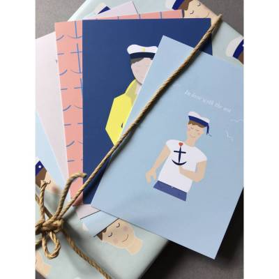Maritime Postkarten mit Matrosen als Geschenk für Segler