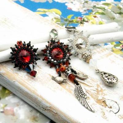 Elegantes Anhänger Set rot, Schmuck, Unikat, Geschenkidee für Sie, Kolleginnen, Weihnachten, Adventskalenderfüllung