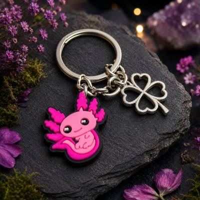 Axolotl Schlüsselanhänger  PVC  Gummi Glücksbringer personalisierbar