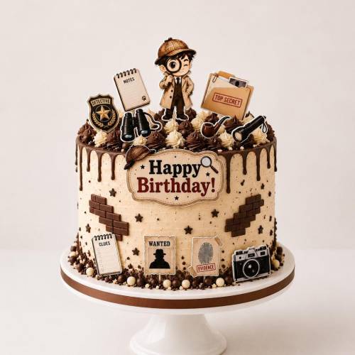 Detektiv Tortenaufleger Geburtstag | Tortendeko Detektiv Party | Cake Topper Polizei Ermittler | Personalisierte Kuchend