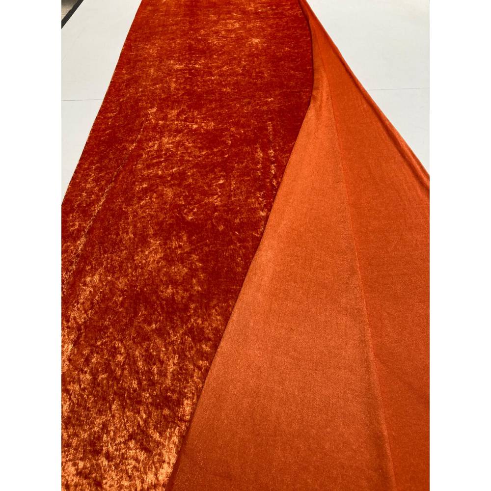 Glänzender Pannesamt in Rostrot / Terracotta / orange – Meterware 1,50 m breit für Kostüme, Deko & Basteln