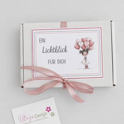 Geschenk-Set * Kerzenständer Herz in Weiß * Kerzen * Geschenkverpackung