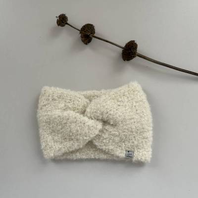 Alpaca Bouclè Stirnband CARO DOUBLE natur mit Twist 