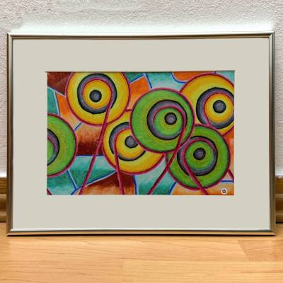 Kunstdruck „Garten II“ im Rahmen – ornamentale Formen im Blumenbeet