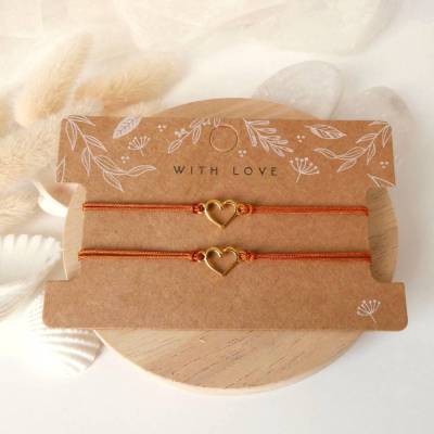 Freundschaftsarmband-Set /  Mutter-Tochter Armband-Set Herz, verschiedene Farben Makrameeband,