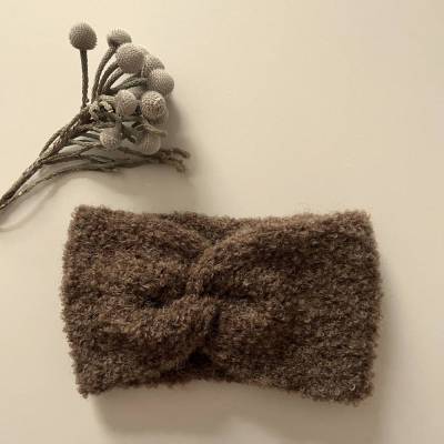 Alpaca Bouclè Stirnband CARO DOUBLE braun mit Twist 