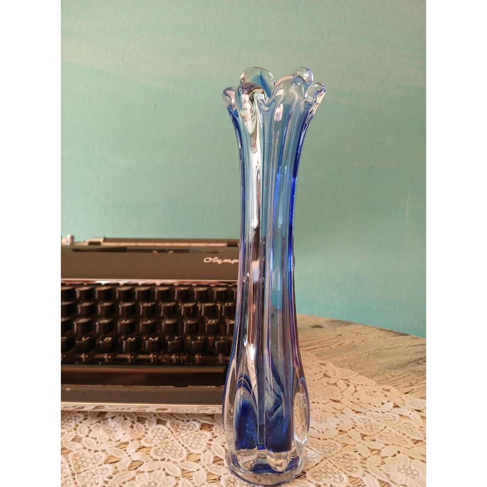 Glasvase | Vintage | Best Art Glas Foreign | Blau