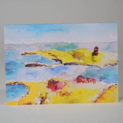 Klapp-Grußkarte mit selbstgemaltem Aquarell - Helgoland Düne