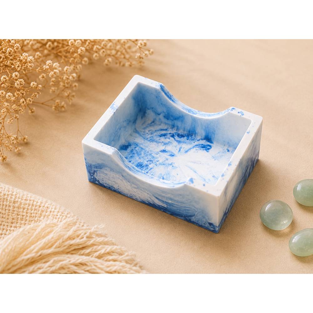 Untersetzer Set aus Resin mit Aufbewahrungsbox – 5-teilig – Blau Weiß Bild 3
