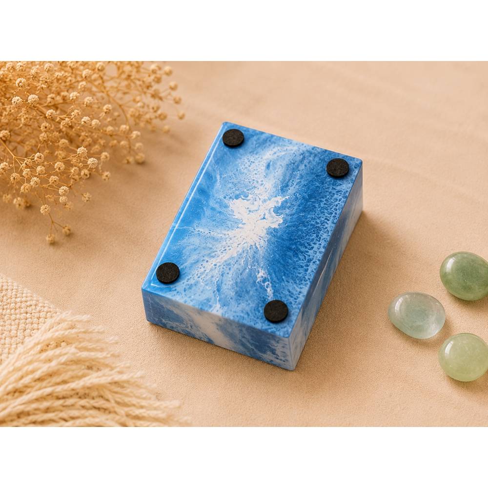 Untersetzer Set aus Resin mit Aufbewahrungsbox – 5-teilig – Blau Weiß Bild 4