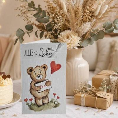 Grußkarte Alles Liebe mit einem süßen Teddy 