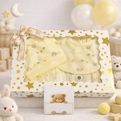 Baby Geschenkset zur Geburt – 6-teiliges Unisex Baby Set, Geschenkbox für Neugeborene, Baby Shower, Babyparty & Gender R
