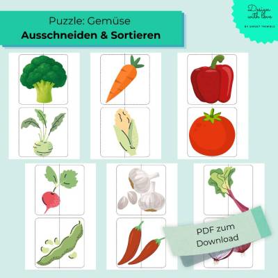 Gemüsesortierspiel für Kinder zum Ausdrucken | Lernspiel Gemüse | Beschäftigung | Zuordnen und Sortieren
