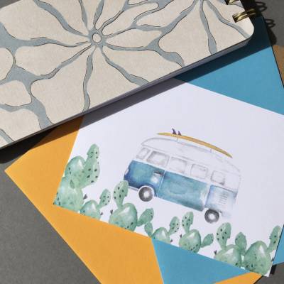 Bulli Postkarte mit Umschlag | Postkarte Surfen | Postkarte Van | Postkarte Camper