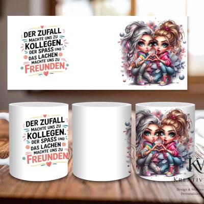 Tasse mit Spruch Kollegen zu Freunden – Freundschaft Geschenk, Beste Freunde Tasse, BFF Geschenkidee, Geburtstag