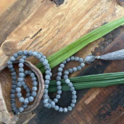 Mala Kette - Lava & Achat, 925 Sterling Silber