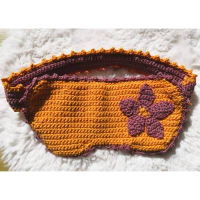 Gehäkelte Schlafmaske aus Baumwolle – Augenmaske mit Blüte
