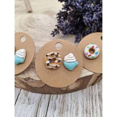 Kaffee und Donut Ohrstecker aus Fimo