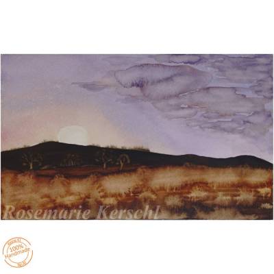 Aquarellbild Sonnenaufgang handgemalt 24 x 36 cm Querformat Unikat Rosemarie Kerschl