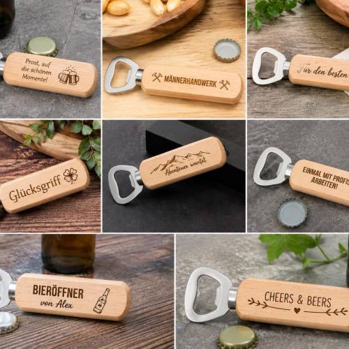 Personalisierter Flaschenöffner aus Holz – Graviertes Geschenk für Papas, Mamas, Freunde & Familie