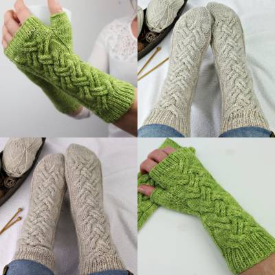 Strickanleitung Socken & Strickanleitung Handstulpen mit Zopfmuster im Set / 2 Strickanleitungen
