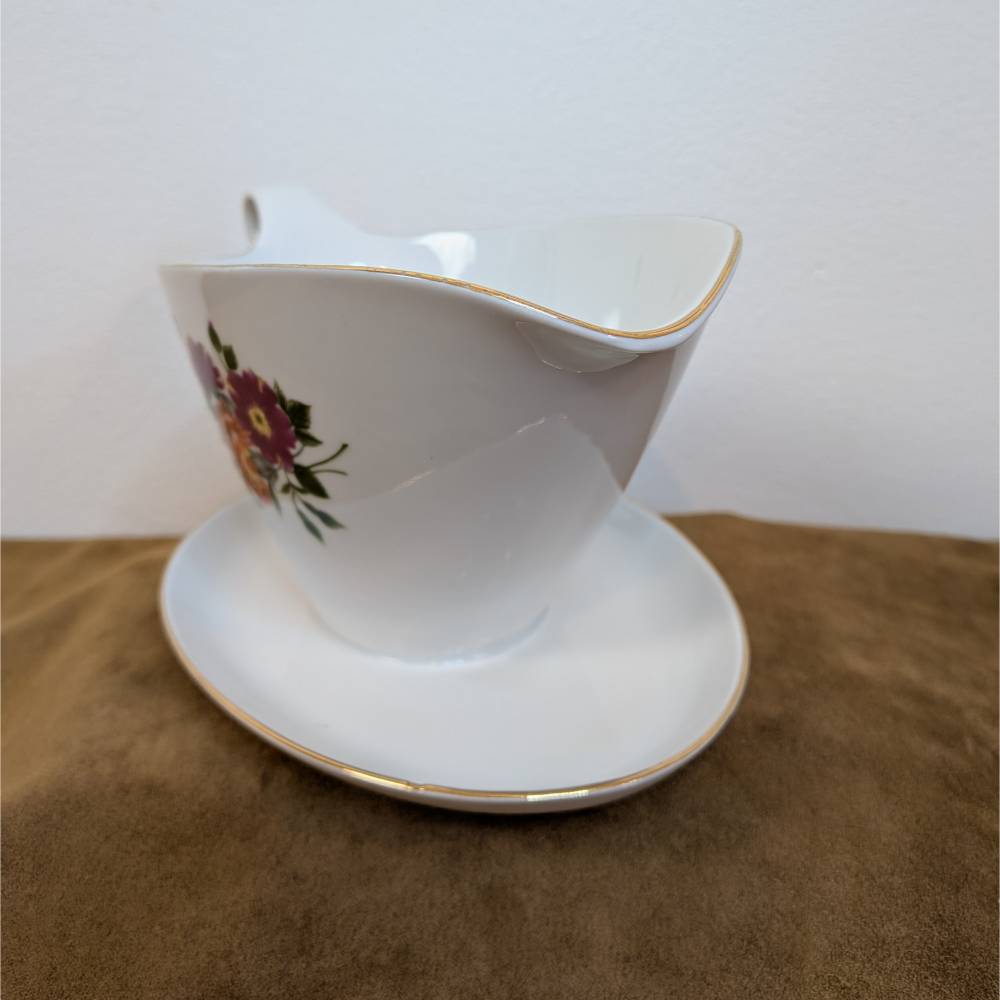 Sauciere mit Unterteller Kahla vintage Soßenschüssel 400 ml Soßenschale einteilig ovale Soßenkanne Porzellan-Sauciere