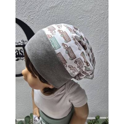 Kinder Beanie Mütze Sweat KU.48-52 cm Übergangsmütze gefüttert LKW Organic