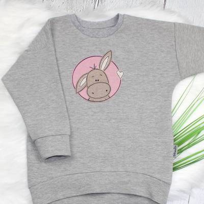 Oversize Sweater mit Esel Applikation, Pullover, Mädchenpullover, Kinderpullover, Sweater, Swearshirt