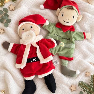 Weihnachts Handpuppen - Weihnachtsgeschenk Kinder - Nikolausgeschenk mit Namen - Weihnachtspuppen personalisiert
