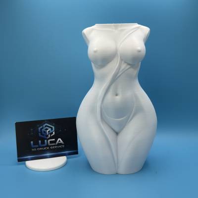 Frauentorso Skulptur Weiß 20 cm – Abstrakter Frauenkörper als moderne Dekofigur im 3D-Druck