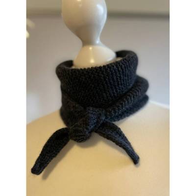 Mini-Schal gestrickt im Sophie-Stil anthrazit 100% Premium Merinowolle Halstuch Handstrick sofort lieferbar