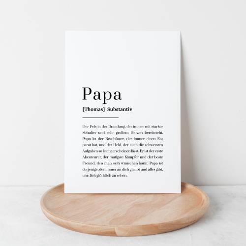Postkarte Papa personalisiert mit Namen, Definition Papa Karte, Bester Papa Geschenk zum Vatertag oder Papa Geburtstag