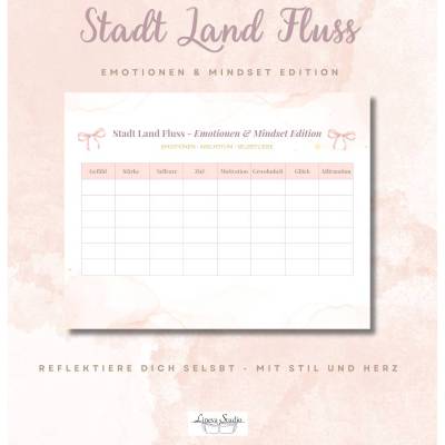 Stadt Land Fluss – Emotionen & Mindset Edition | Achtsamkeit Vorlage | Selfcare und Reflexion PDF