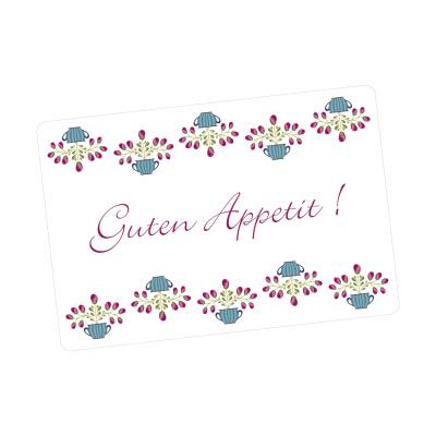 Schneidebrettchen Blumentopf, mit Schriftzug 'Guten Appetit' Vintage-Design im Stil der Bauernmalerei (Größe XL)