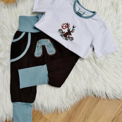 Trachten Set Jeansblau/Braun