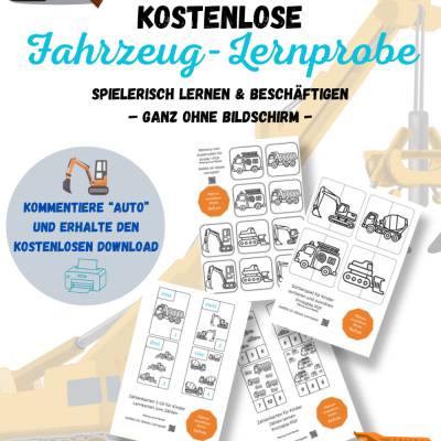 Kostenlose Datei - Probierlernbundle Fahrzeuge für Kinder | Printable PDF