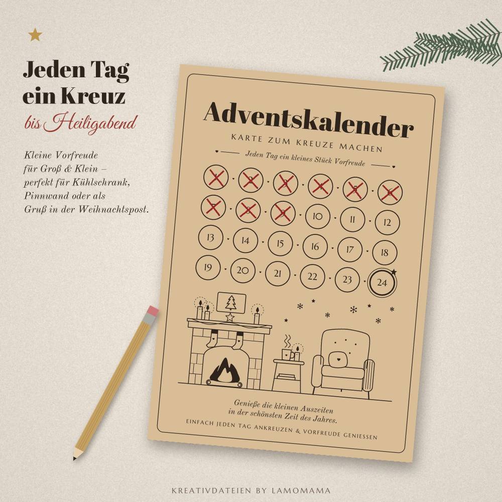 Adventkalender-Karten / Sofortdownload / Adventakalender to go / PDF Druckdatei / Adventsvorfreude / Geschenkidee Bild 4