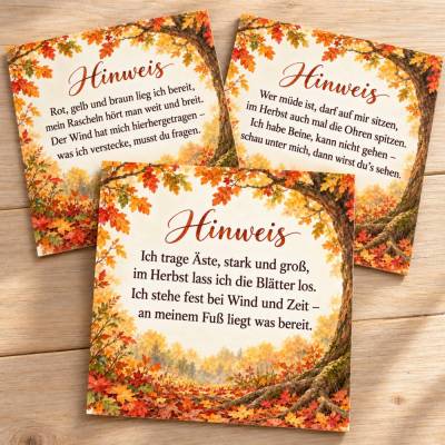 Herbst-Schatzsuche für Kinder – 30 Rätselkarten mit Lösungen zum Ausdrucken als PDF