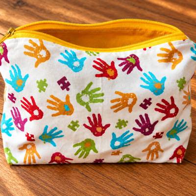 Kosmetiktasche aus Baumwolle | Schminktasche | kleines Spielzeug Täschchen für unterwegs  | Hände